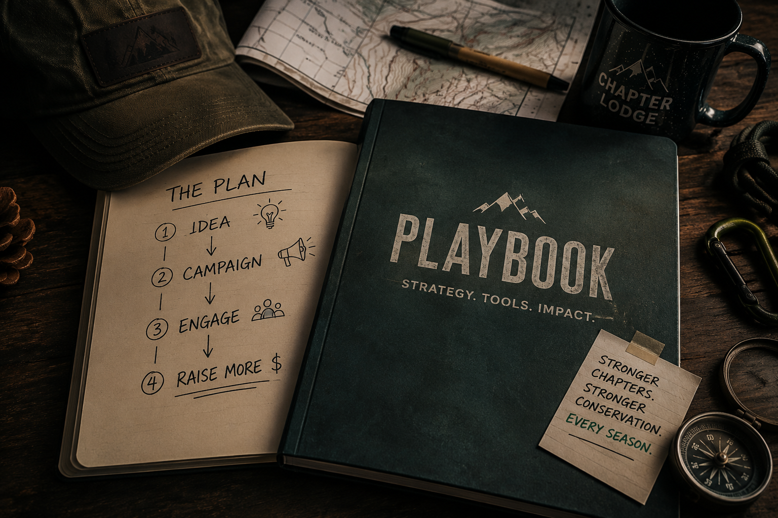 Chapter Lodge Year-Round Playbook planning desk
